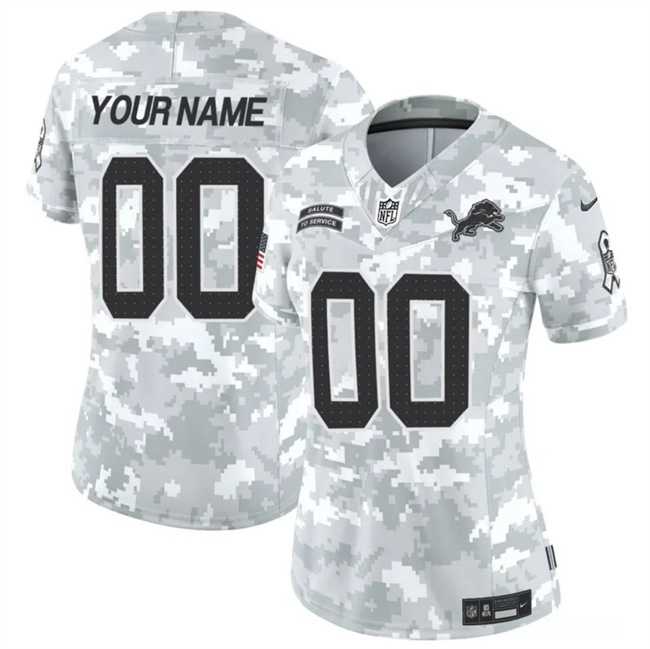 Women%27s Detroit Lions Active Player Custom 2024 F.U.S.E Arctic Camo Salute To Service Limited Stitched Jersey(Run Small)